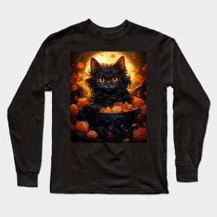 Witch Cats Ramen Cute Halloween Japanese Noodles Food Lover Long Sleeve T-Shirt